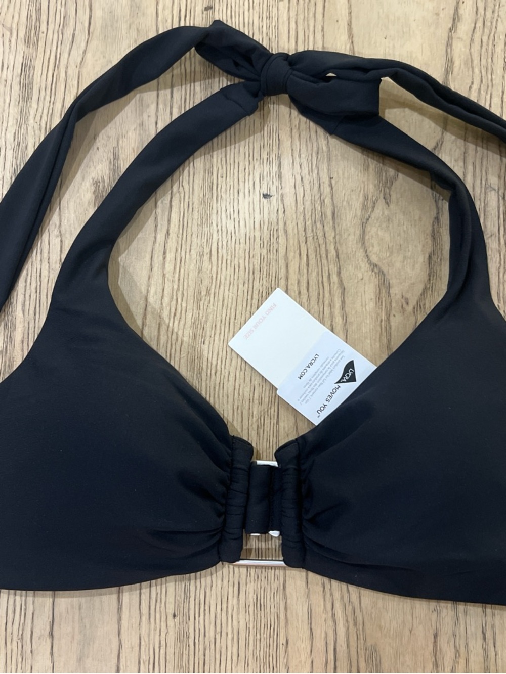 CALIA by Carrie Underwood Black Halter Bikini Top with Ring Detail